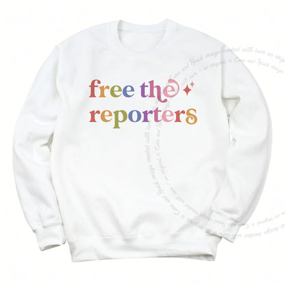 Free the Reporters Care & Resist Gildan crewneck sweatshirt in White