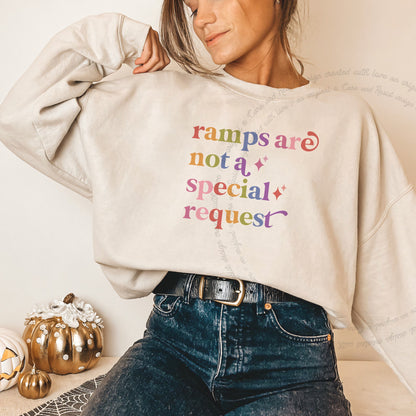 Ramps are not a Special Request Care & Resist Gildan crewneck sweatshirt in Sand