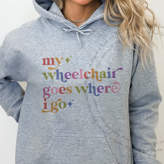 My Wheelchair Goes Where I Go Care & Resist Gildan hoodie in Sport Grey