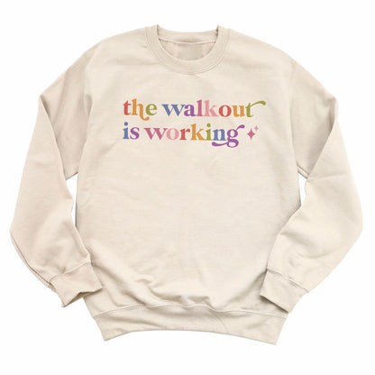 The Walkout is Working Care & Resist Gildan crewneck sweatshirt in Sand