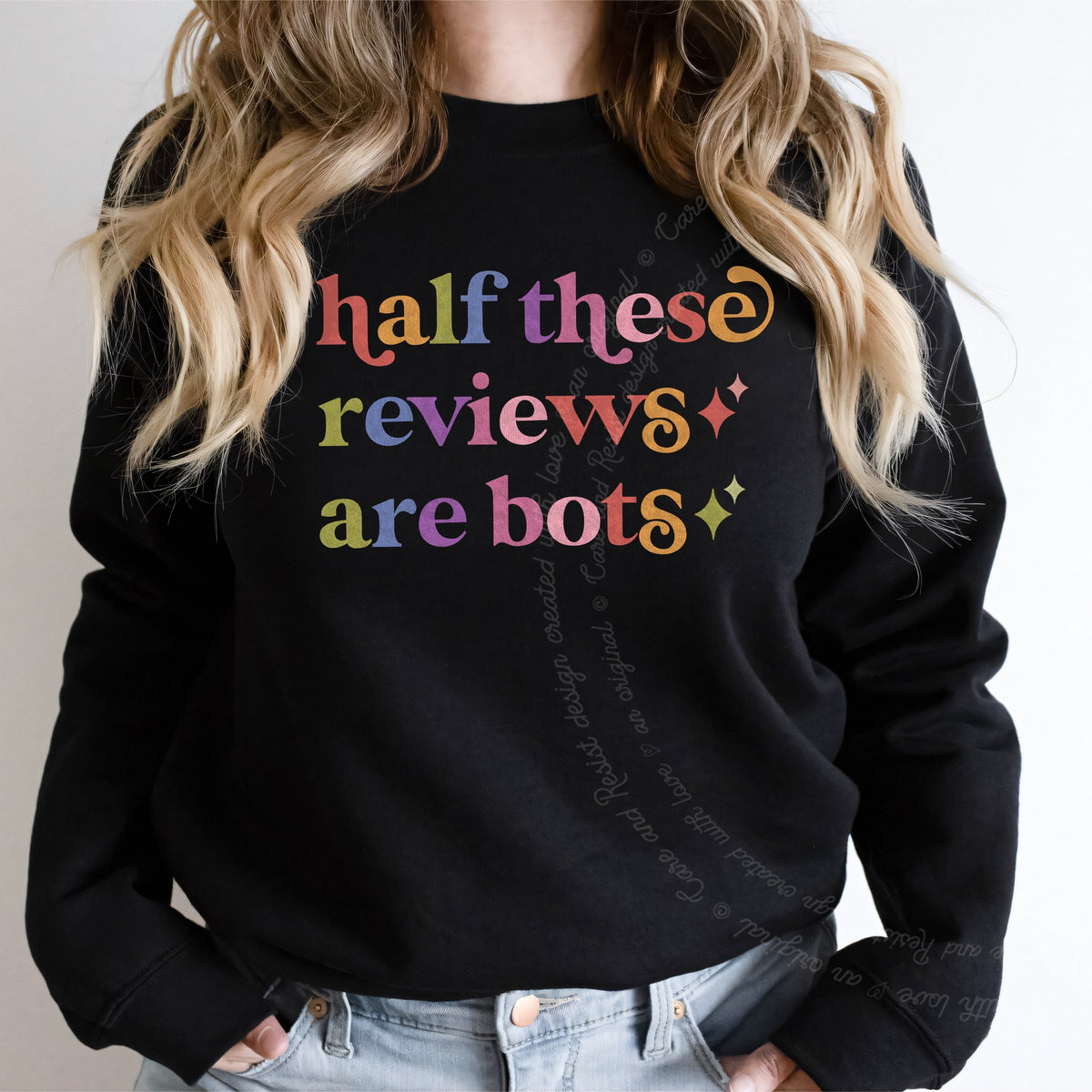 Half These Reviews are Bots Care & Resist Gildan crewneck sweatshirt in Black