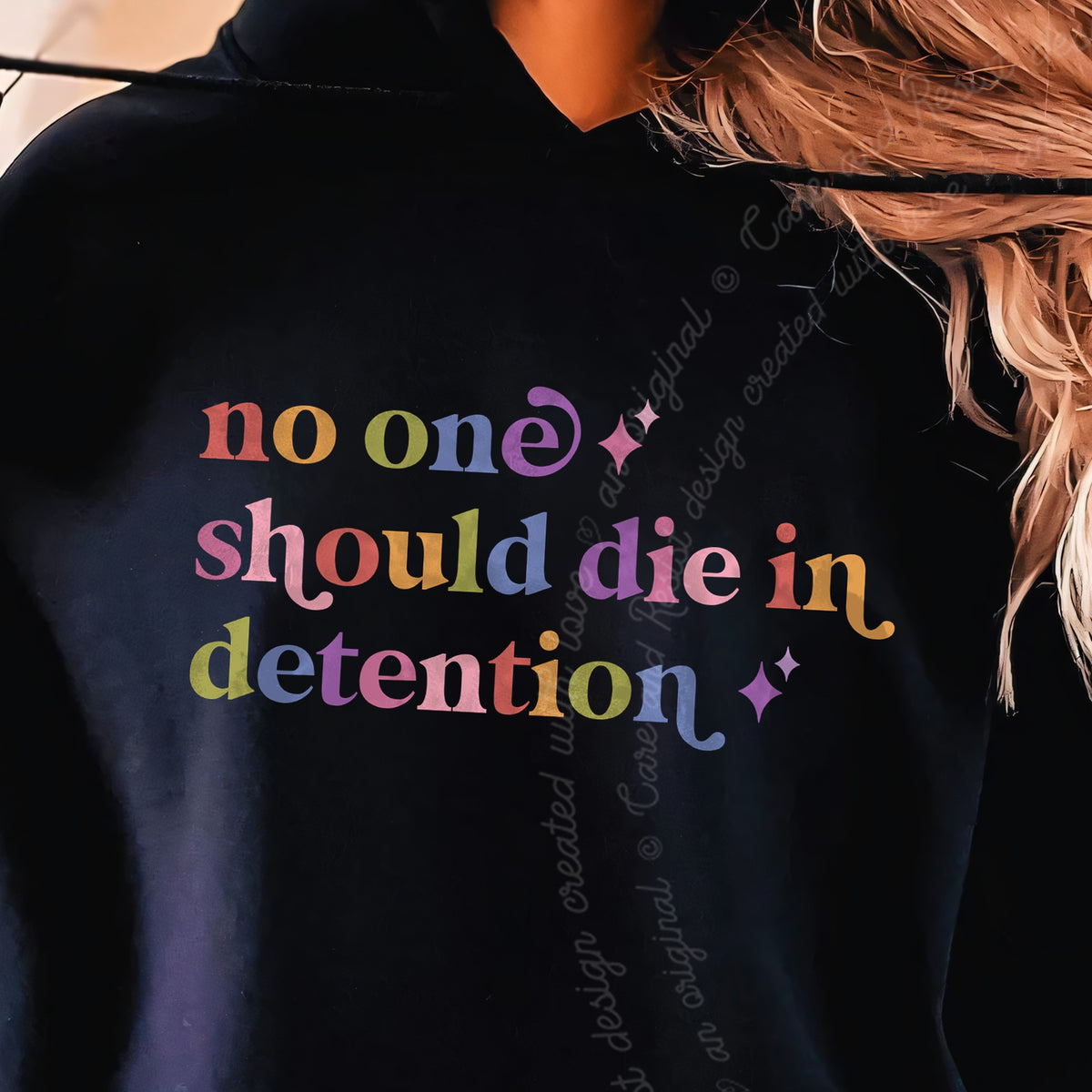 No One Should Die in Detention Care & Resist Gildan hoodie in Black