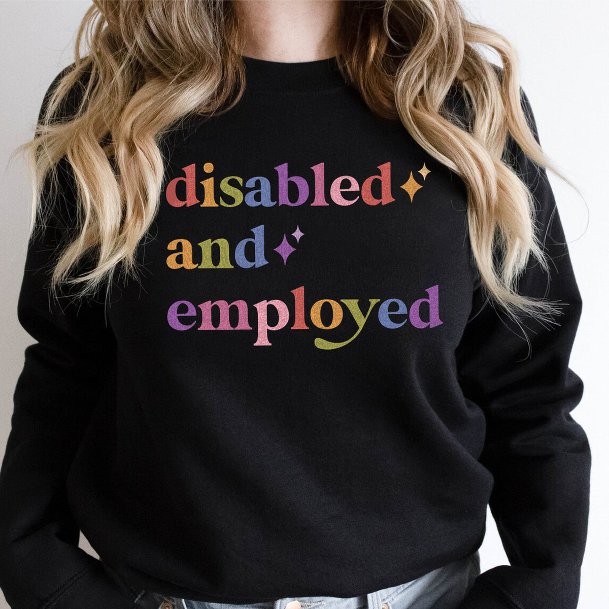 Disabled and Employed Care & Resist Gildan crewneck sweatshirt in Black