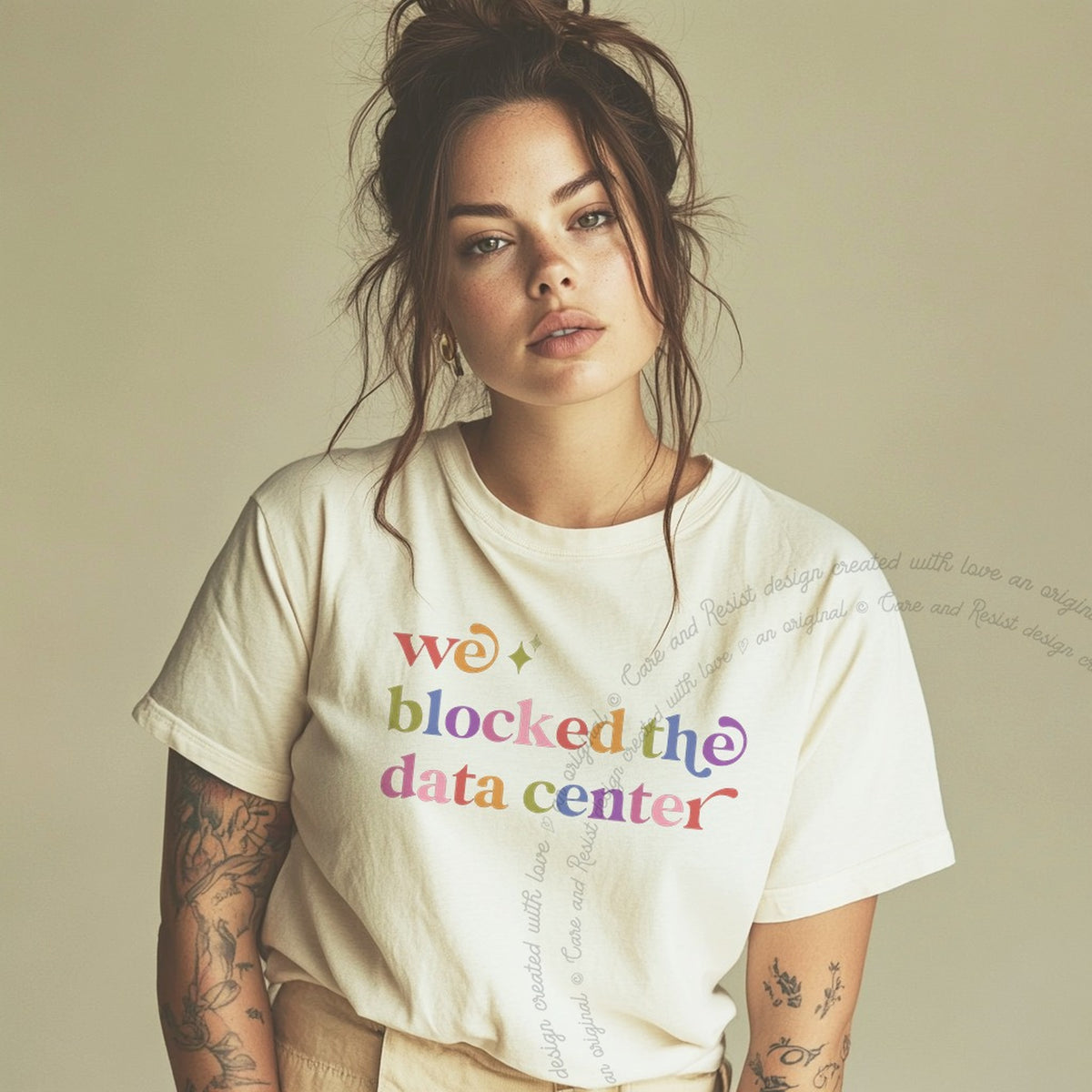 We Blocked the Data Center Care & Resist rainbow tee