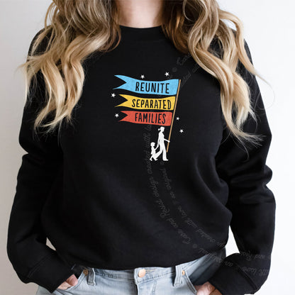 Reunite Separated Families Flags Care & Resist Gildan crewneck sweatshirt in Black
