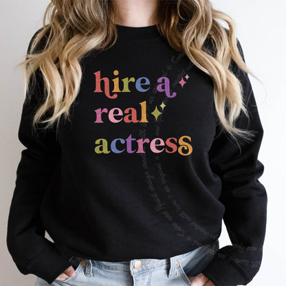 Hire a Real Actress Care & Resist Gildan crewneck sweatshirt in Black