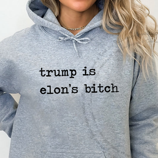 Trump Is Elon's Bitch Care & Resist Gildan hoodie in Sport Grey