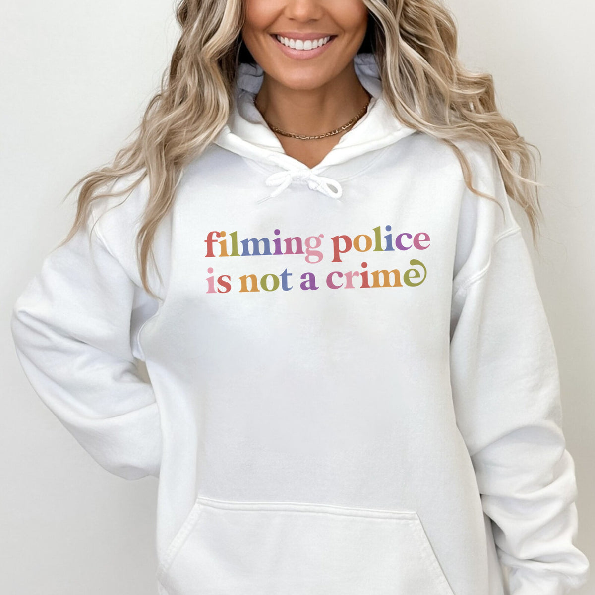 Filming Police is not a Crime Care & Resist Gildan hoodie in White