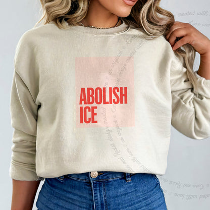 Abolish ICE Care & Resist Gildan crewneck sweatshirt in Sand