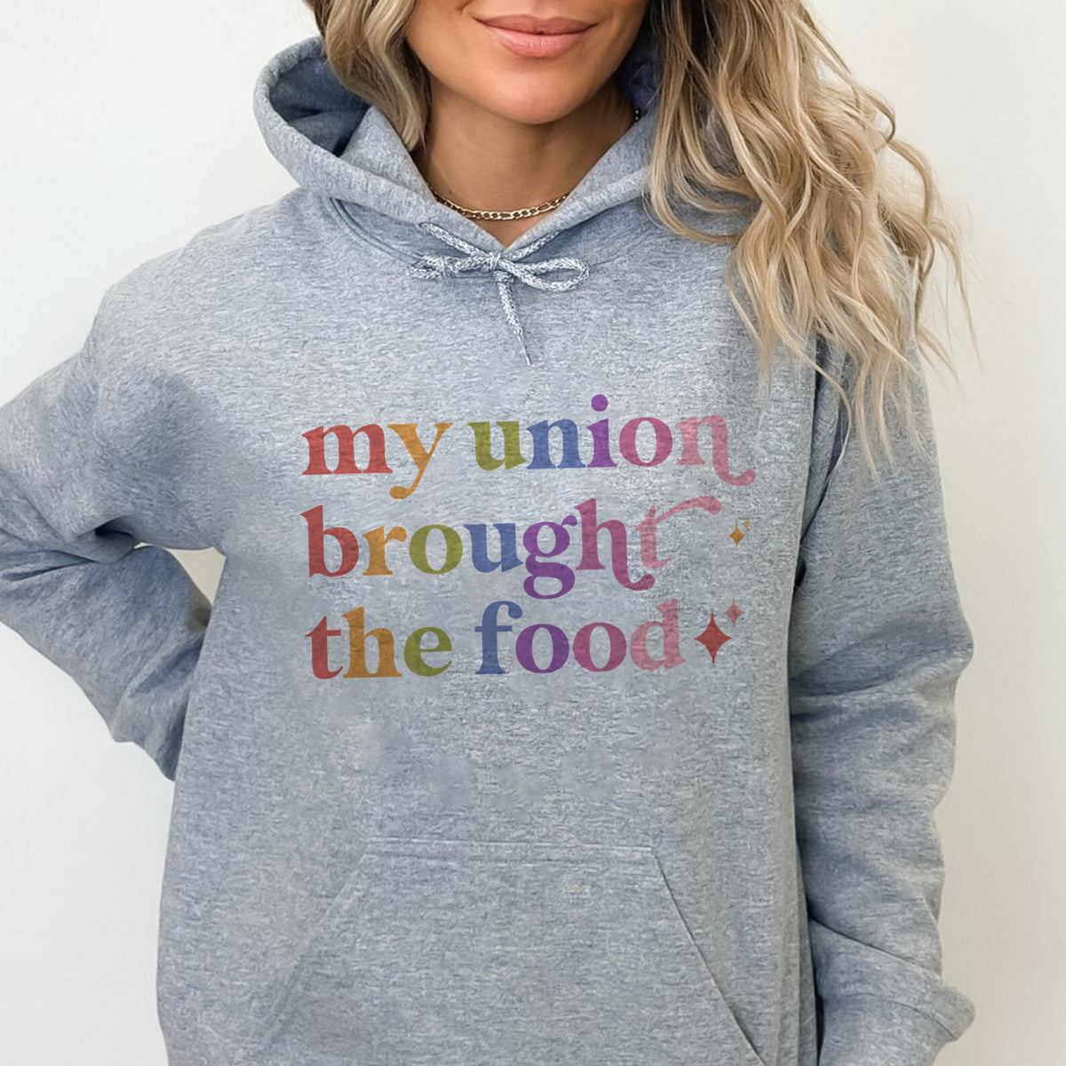 My Union Brought the Food Care & Resist Gildan hoodie in Sport Grey