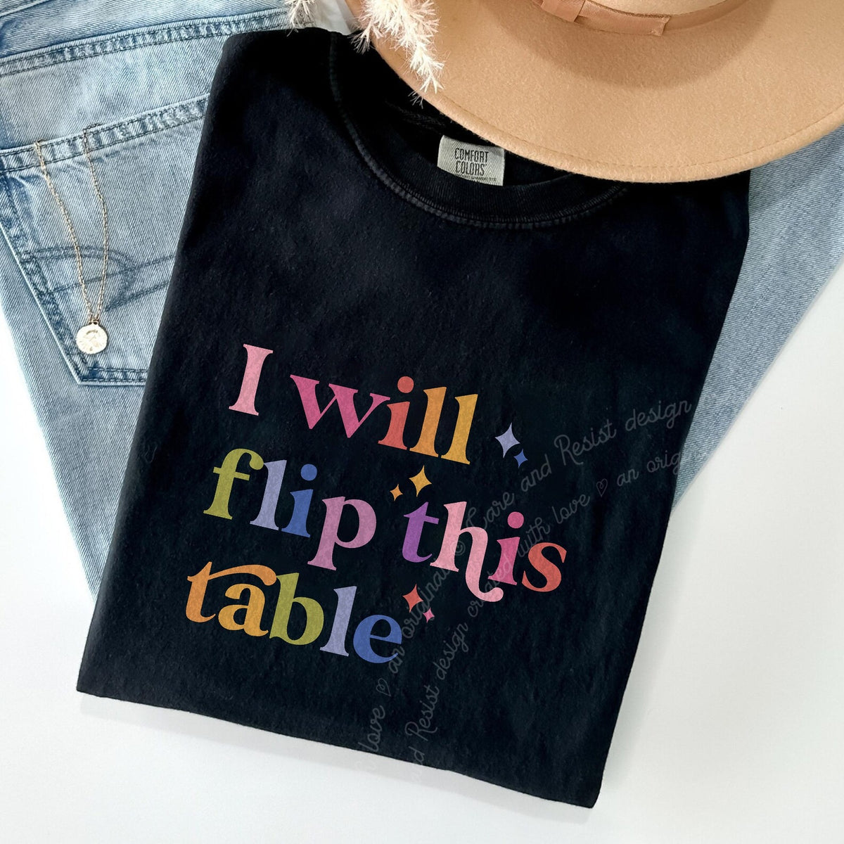 I Will Flip This Table Care & Resist progressive t-shirt in Black