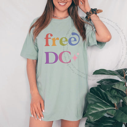 Free DC Care & Resist rainbow tee