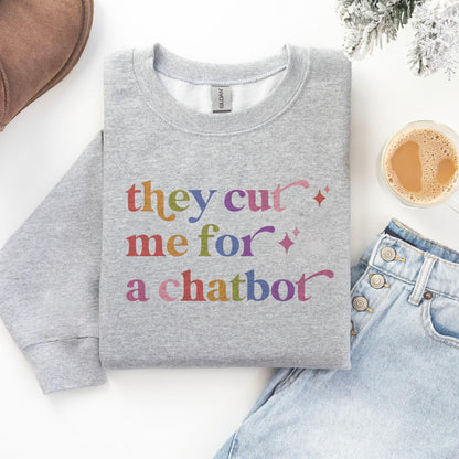 They Cut Me for a Chatbot Care & Resist Gildan crewneck sweatshirt in Sport Grey