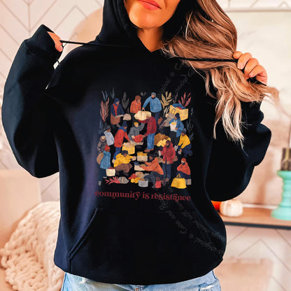 Community is Resistance Retro People Care & Resist Gildan hoodie in Black