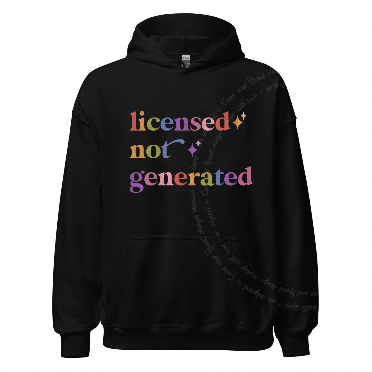 Licensed not Generated Care & Resist Gildan hoodie in Black