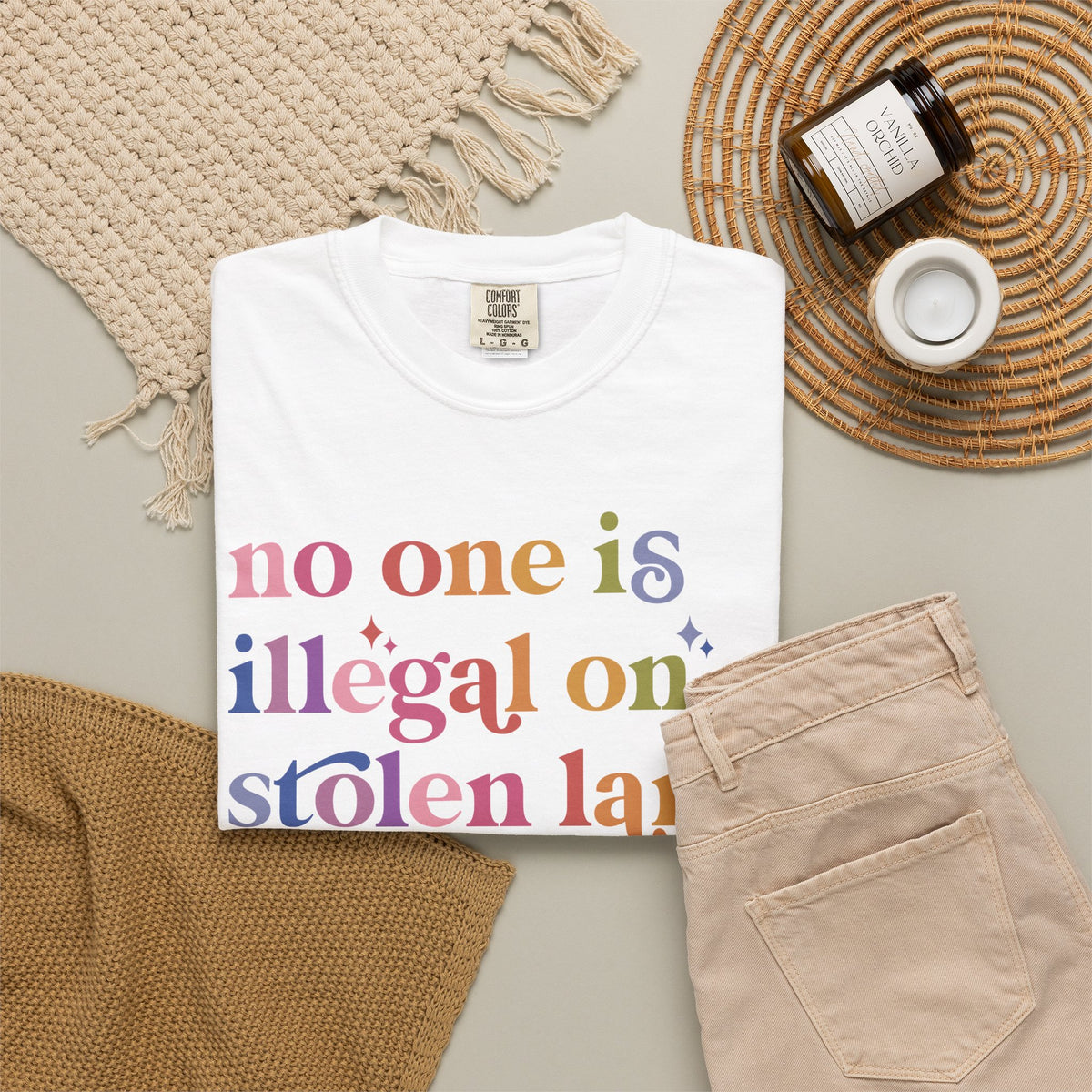 No One Is Illegal on Stolen Land Comfort Colors Unisex T-Shirt