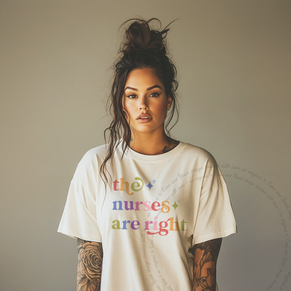 The Nurses are Right Care & Resist rainbow tee