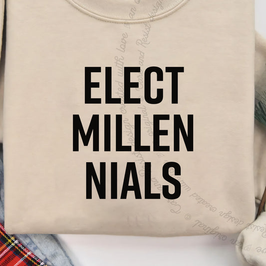 Elect Millennials Care & Resist Gildan crewneck sweatshirt in Sand