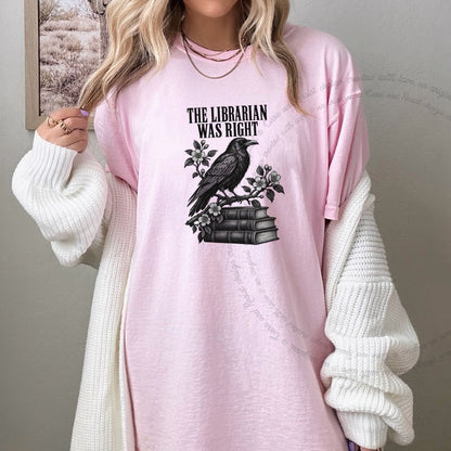 The Librarian Was Right Raven Care & Resist progressive t-shirt in Blossom