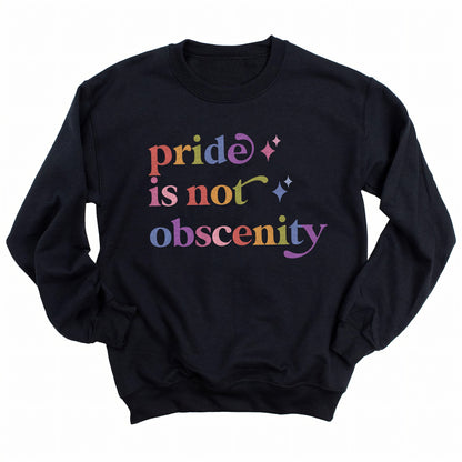 Pride is not Obscenity Care & Resist Gildan crewneck sweatshirt in Black