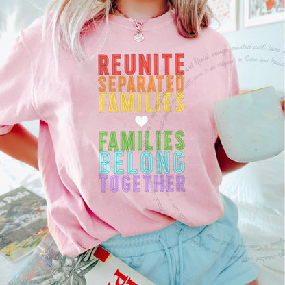 Reunite Separated Families, Families Belong Together Care & Resist progressive t-shirt in Blossom