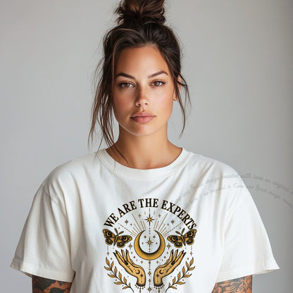 We are the Experts on Us Celestial Care & Resist progressive t-shirt in White
