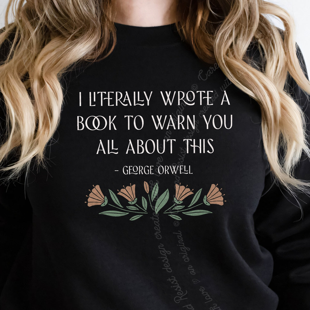 I Literally Wrote a Book to Warn You All About This Care & Resist Gildan crewneck sweatshirt in Black