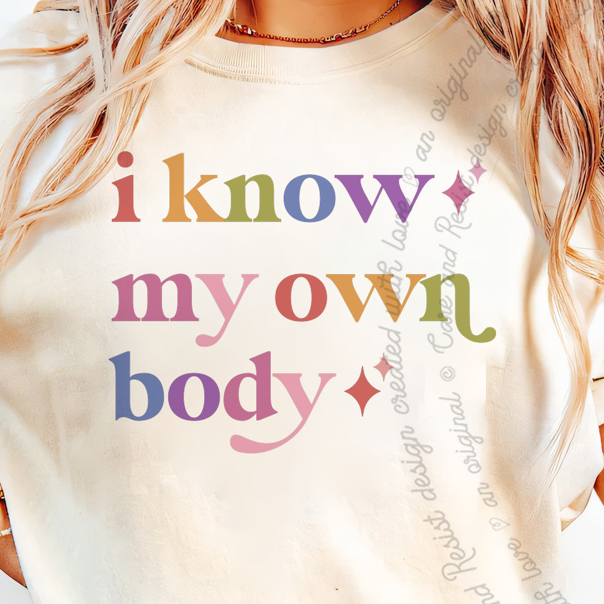 I Know My Own Body Care & Resist progressive t-shirt in Ivory
