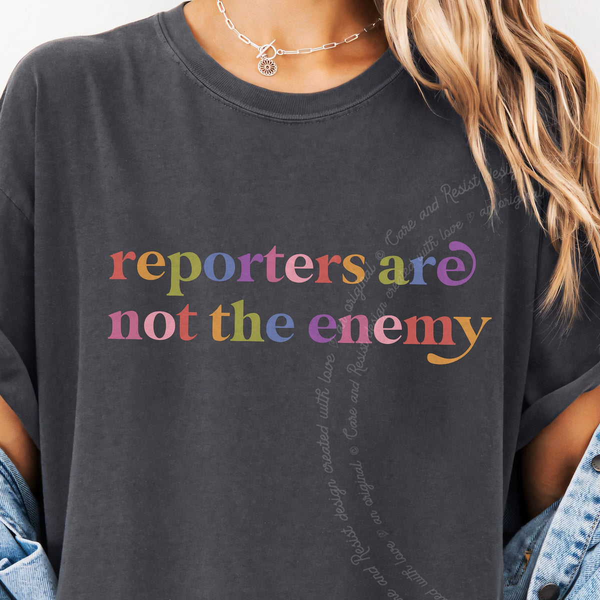Reporters are not the Enemy Care & Resist progressive t-shirt in Graphite