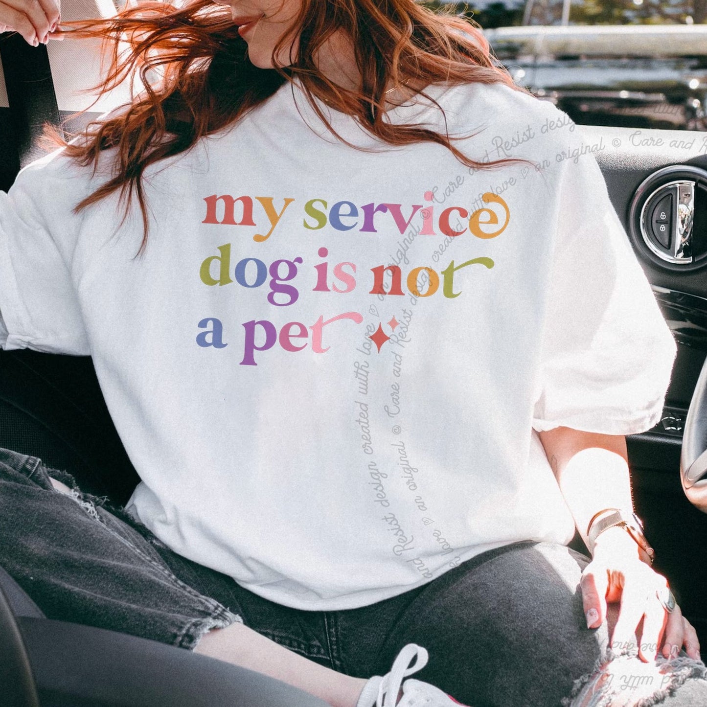 My Service Dog is not a Pet Care & Resist rainbow tee