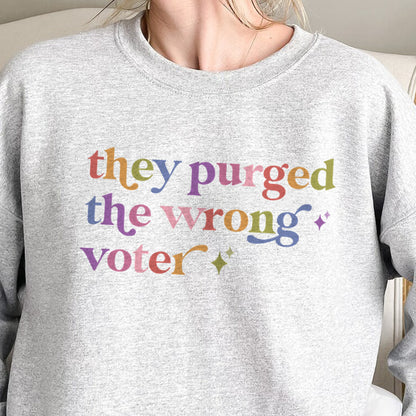 They Purged the Wrong Voter Care & Resist Gildan crewneck sweatshirt in Sport Grey