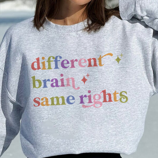 Different Brain Same Rights Care & Resist Gildan crewneck sweatshirt in Sport Grey