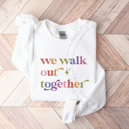 We Walk Out Together Care & Resist Gildan crewneck sweatshirt in White