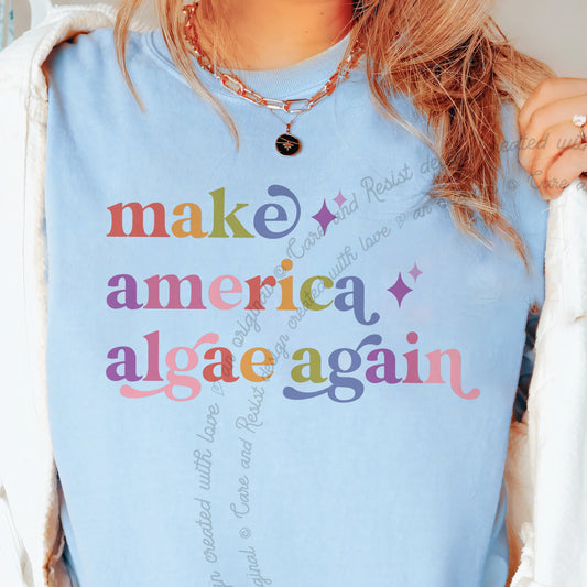 Make America Algae Again Care & Resist progressive t-shirt in Chambray