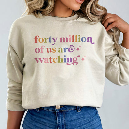 Forty Million of Us are Watching Care & Resist Gildan crewneck sweatshirt in Sand