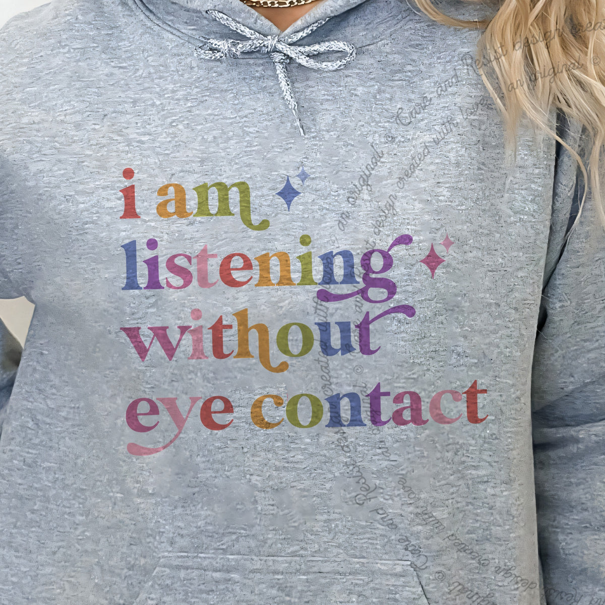 I Am Listening Without Eye Contact Care & Resist Gildan hoodie in Sport Grey