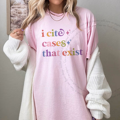 I Cite Cases That Exist Care & Resist rainbow Comfort Colors tee, Blossom