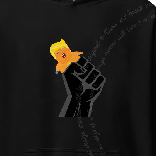 Resist Fist and Trump Blimp Care & Resist Gildan hoodie in Black