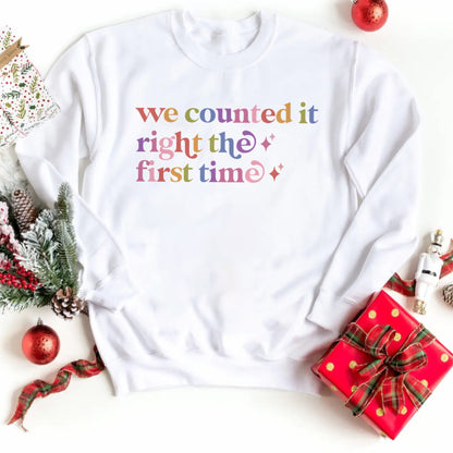 We Counted It Right the First Time Care & Resist Gildan crewneck sweatshirt in White