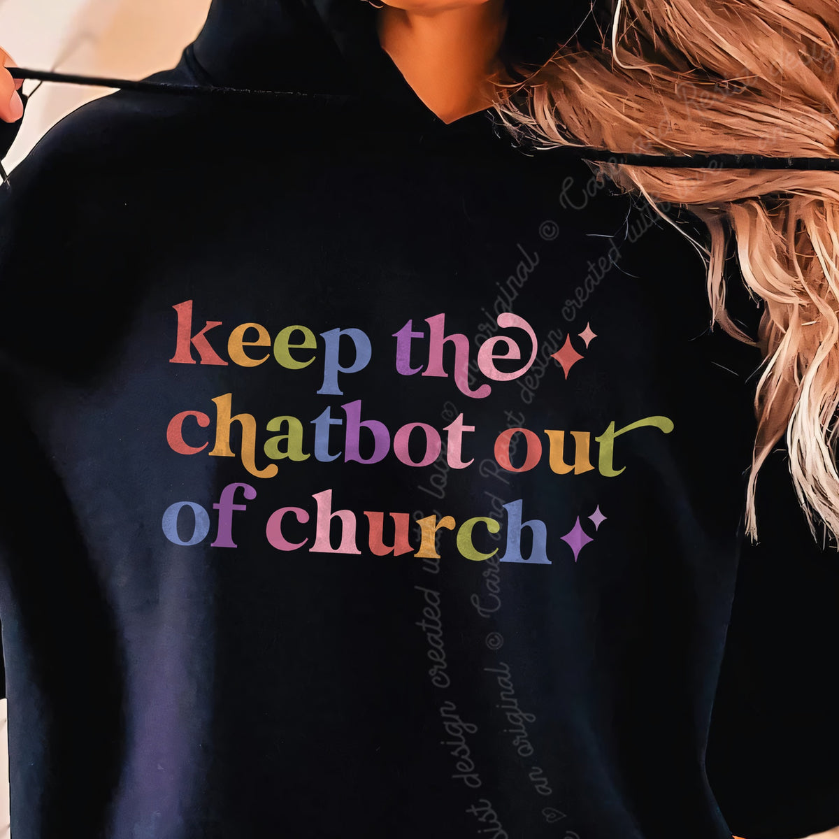 Keep the Chatbot Out of Church Care & Resist Gildan hoodie in Black