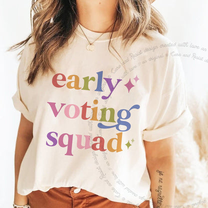 Early Voting Squad Care & Resist tee in Ivory