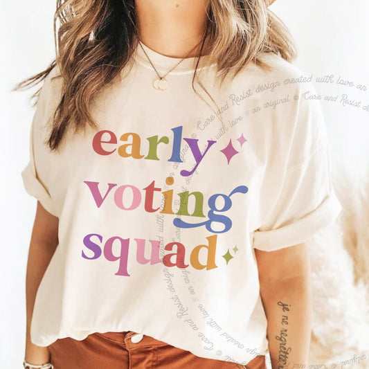 Early Voting Squad Care & Resist tee in Ivory