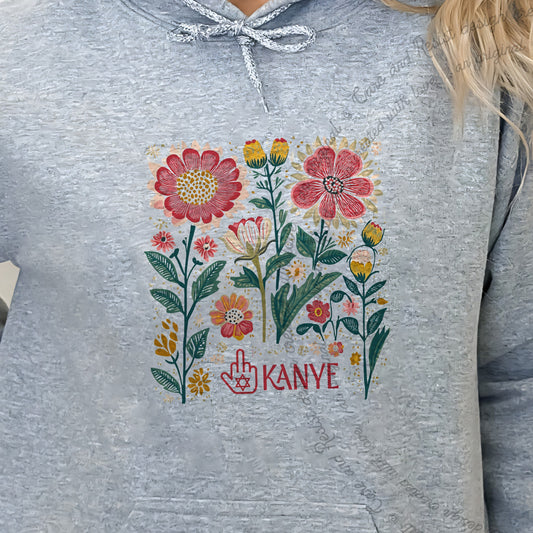 Middle Finger Kanye Care & Resist Gildan hoodie in Sport Grey