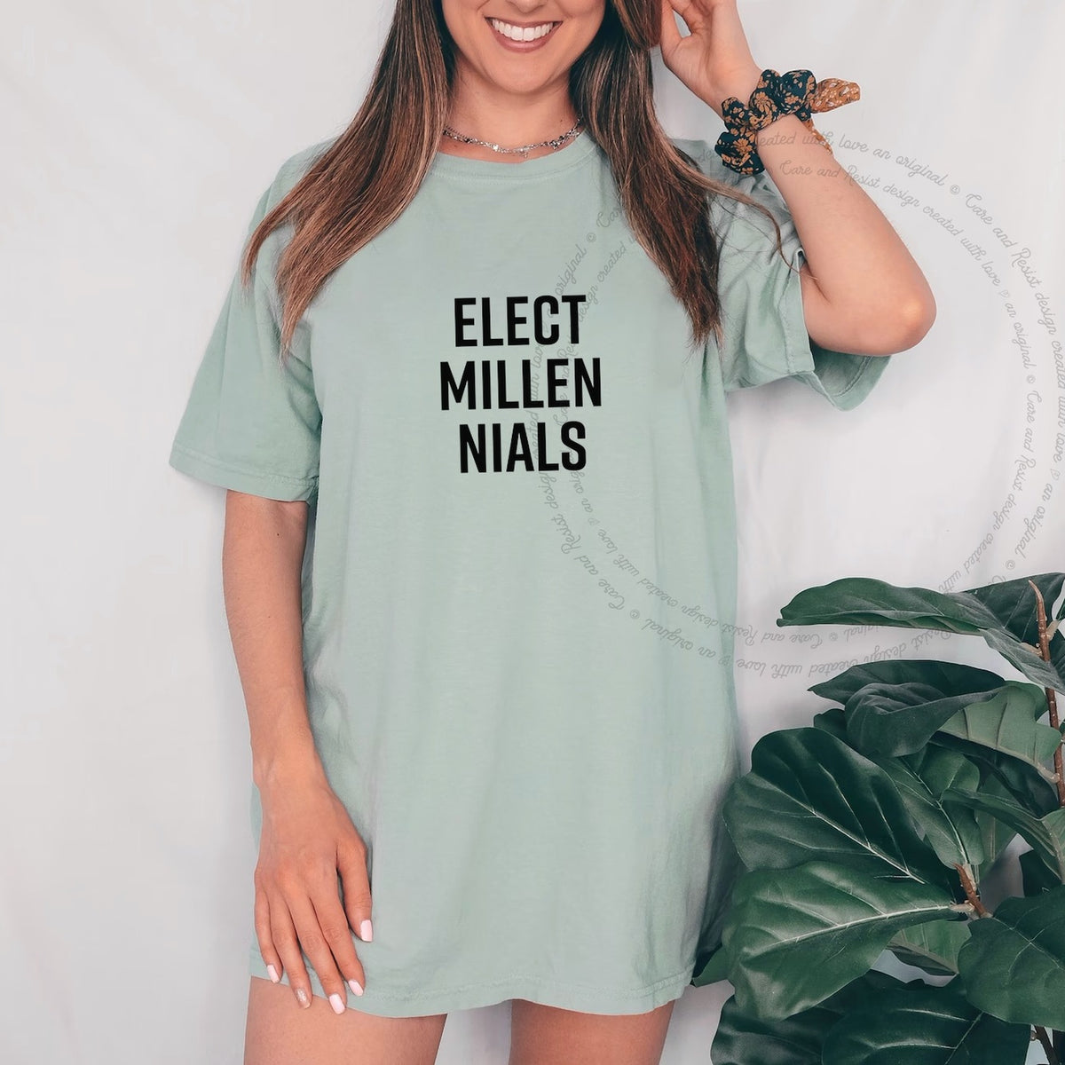 Elect Millennials Care & Resist progressive t-shirt in Bay