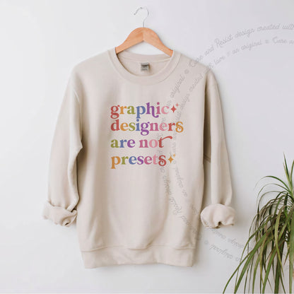 Graphic Designers are not Presets Care & Resist Gildan crewneck sweatshirt in Sand