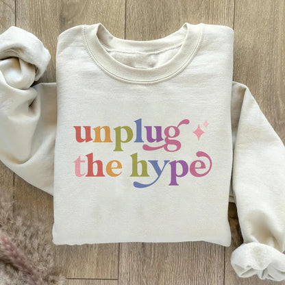 Unplug the Hype Care & Resist Gildan crewneck sweatshirt in Sand