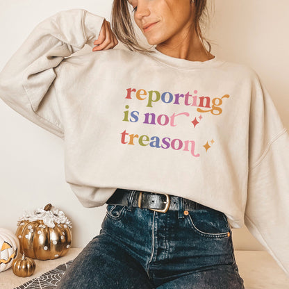 Reporting is not Treason Care & Resist Gildan crewneck sweatshirt in Sand