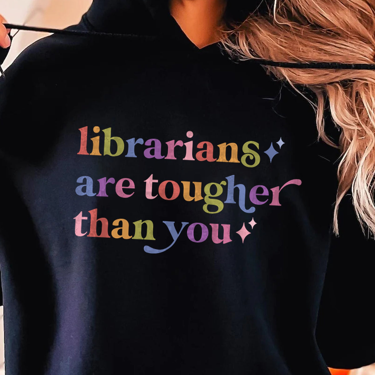 Librarians are Tougher Than You Care & Resist Gildan hoodie in Black