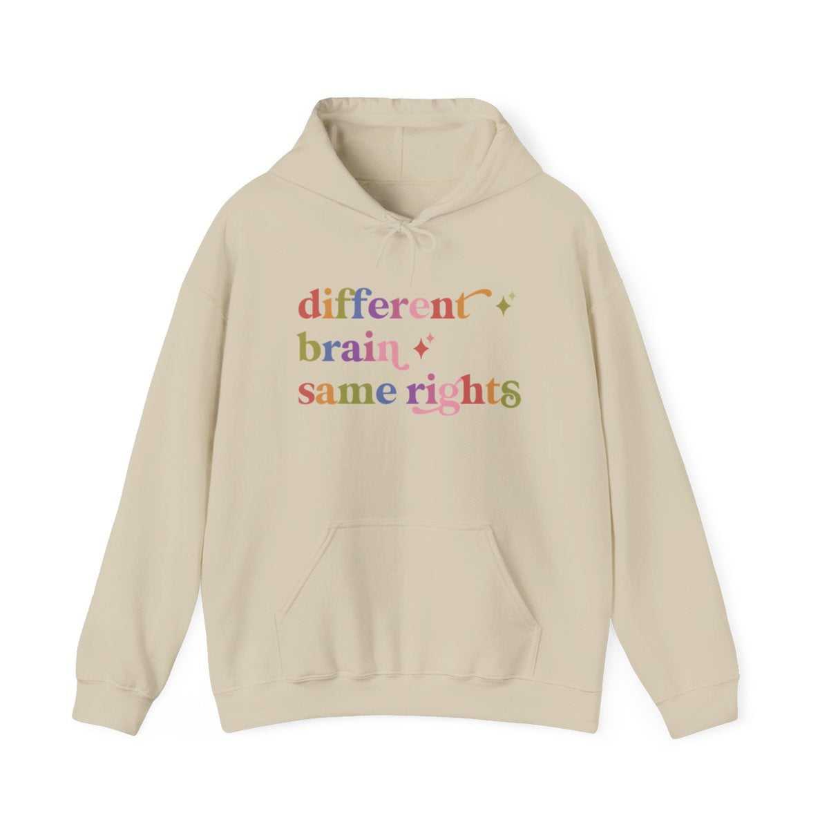 Different Brain Same Rights Care & Resist Gildan hoodie in Sand