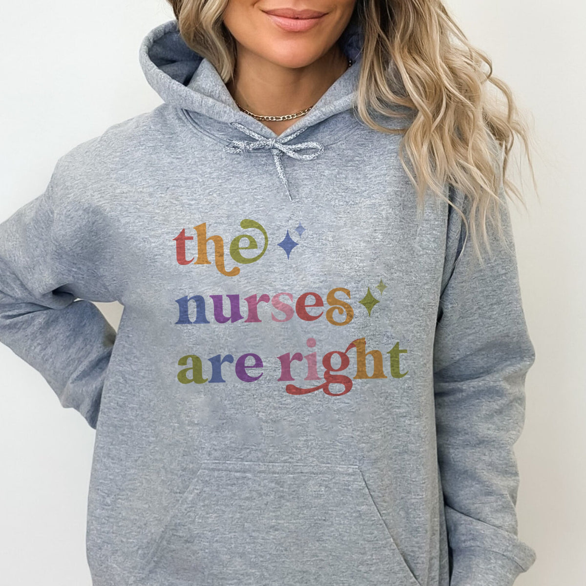 The Nurses are Right Care & Resist Gildan hoodie in Sport Grey
